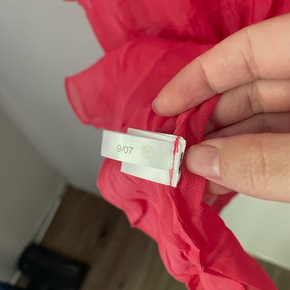 Express Y2K (2007) Vibrant Pink 100% Silk Babydoll Blouse Size Large - Picture 4 of 7